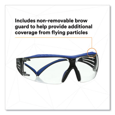 SecureFit Protective Eyewear, 200 Series, Blue/Gray Plastic Frame, Clear Polycarbonate Lens