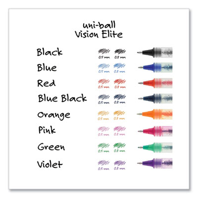 VISION ELITE Hybrid Gel Pen, Stick, Fine 0.5 mm, Assorted Ink and Barrel Colors, 8/Pack