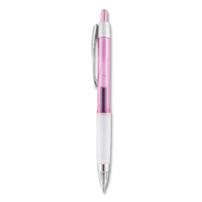 207 Breast Cancer Awareness Gel Pen Office Pack, Retractable, Medium 0.7mm, Black Ink, Translucent Pink/White Barrel, 36/Pack