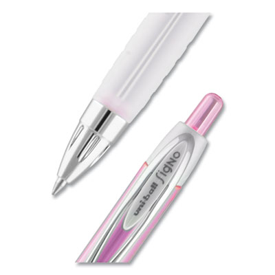 207 Breast Cancer Awareness Gel Pen Office Pack, Retractable, Medium 0.7mm, Black Ink, Translucent Pink/White Barrel, 36/Pack