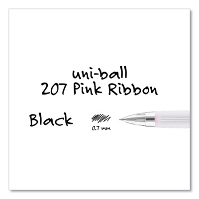207 Breast Cancer Awareness Gel Pen Office Pack, Retractable, Medium 0.7mm, Black Ink, Translucent Pink/White Barrel, 36/Pack
