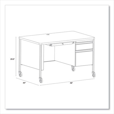 Mobile Teachers Pedestal Desks, Right-Hand Pedestal: Box/File Drawers, 48