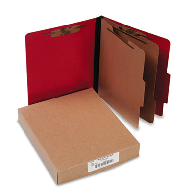 ColorLife PRESSTEX Classification Folders, 2 Dividers, Letter Size, Executive Red, 10/Box ACC15669