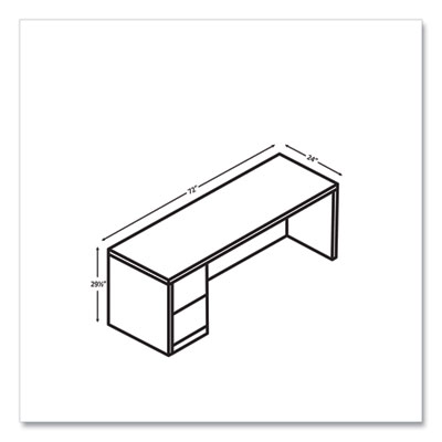 10500 Series Full-Height Left Pedestal Credenza, 72w x 24w x 29.5h, Pinnacle