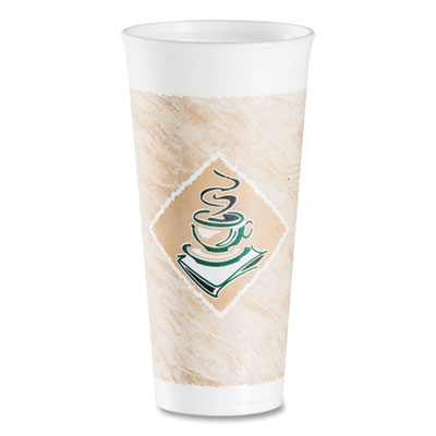 Dart Cafe G Foam Hot/cold Cups, 24 Oz, Brown/green/white, 20/bag, 25 Bags/carton (DCC24X16G) DCC24X16G