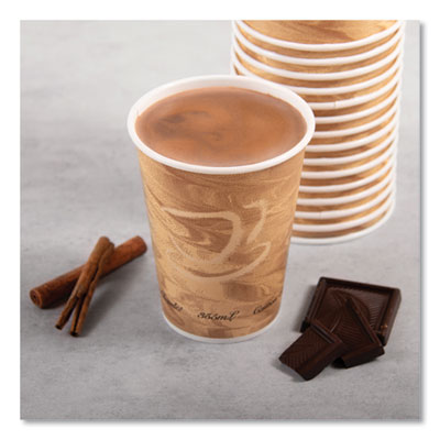 Mistique Polycoated Hot Paper Cups, 12 oz, Brown, 50/Sleeve, 20 Sleeves/Carton