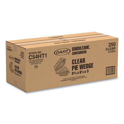 Dart Showtime Clear Hinged Containers, Pie Wedge, 6.67 oz, 6.1 x 5.6 x 3, Clear, Plastic, 125/Pack, 2 Packs/Carton (DCCC54HT1) DCCC54HT1