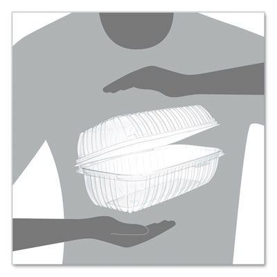 Showtime Clear Hinged Containers, Hoagie Container, 29.9 oz, 5.1 x 9.9 x 3.5, Clear, Plastic, 100/Bag, 2 Bags/Carton