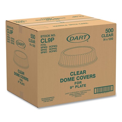 Dart Dome Covers for Dinnerware, For 9" Foam Plates, Clear, Plastic, 125/Bag, 4 Bags/Carton (DCCCL9P) DCCCL9P