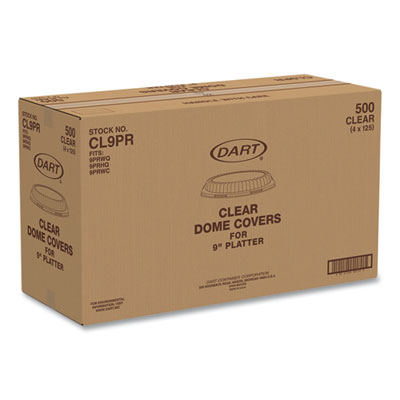 Dart Dome Covers for Dinnerware, Clear, Plastic, 125/Bag, 4 Bags/Carton (DCCCL9PR) DCCCL9PR