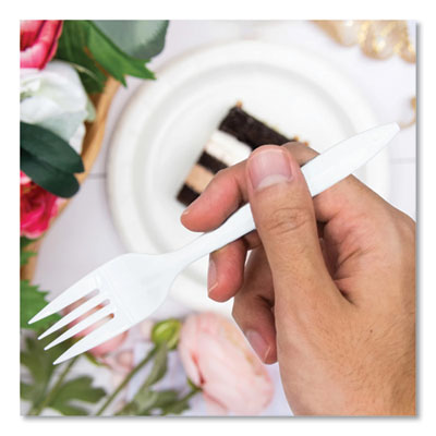 Regal Mediumweight Cutlery, Full-Size, Fork, White, 1,000/Carton