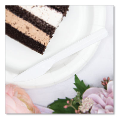 Bonus Polypropylene Cutlery, Lightweight Knife, Plastic, White, 1,000/Carton