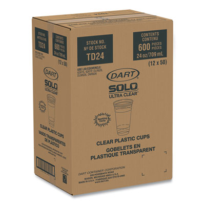 Dart Ultra Clear PET Cold Cups, 24 oz, Clear, 50/Sleeve, 12 Sleeves/Carton (TD24) DCCTD24