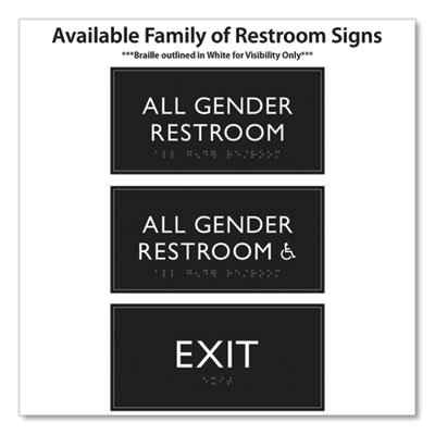 ADA Sign, Exit, Plastic, 4 x 4, Clear/White