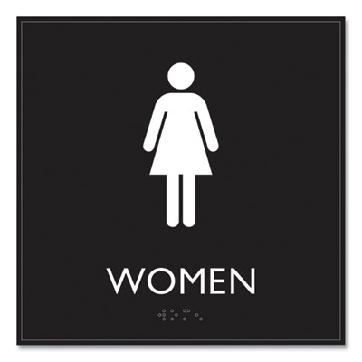 ADA Sign, Women, Plastic, 8 x 8, Clear/White