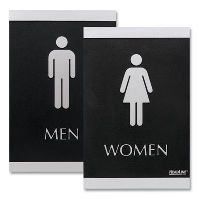 Century Series Office Sign, Men; Women, 6 x 9, Black/Silver