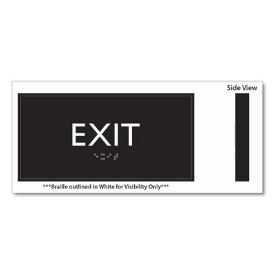 ADA Sign, Exit, Plastic, 4 x 4, Clear/White