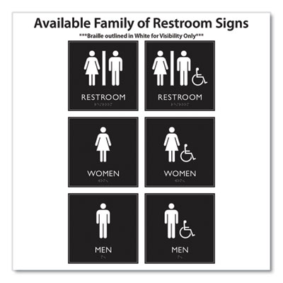 ADA Sign, Women Accessible, Plastic, 8 x8, Clear/White