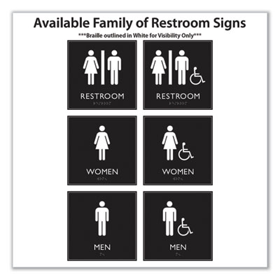 ADA Sign, Men, Plastic, 8 x 8, Clear/White