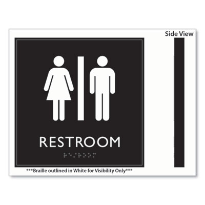 ADA Sign, Unisex Restroom, Plastic, 8 x 8, Clear/White