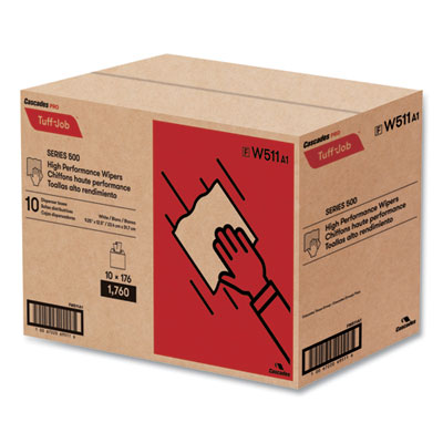 Tuff-Job S500 High Performance Wipers, 9.25 x 12.5, White, 176/Box, 10 Box/Carton