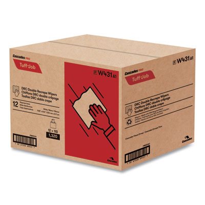 Tuff-Job Double Recrepe Wipers, 9.25 x 12.5, White, 110/Box, 12 Boxes/Carton