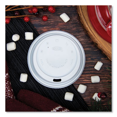 Cappuccino Dome Sipper Lids, Fits 12 oz to 24 oz Hot Cups, Plastic, White, 1,000/Carton