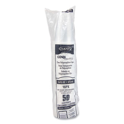 Conex ClearPro Plastic Cold Cups, 16 oz, Clear, 50/Pack, 20 Packs/Carton