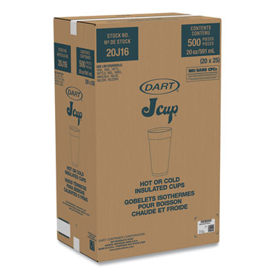 Dart Coca-Cola Foam Cups, 20 oz, White/Red, 25/Bag, 20 Bags/Carton (DCC20J16C) DCC20J16C