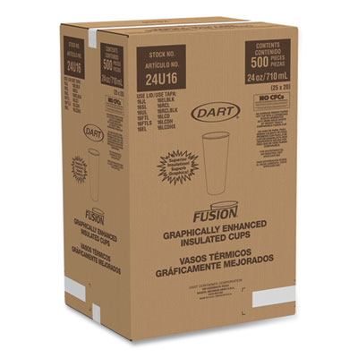 Dart Fusion Escape Foam Hot/cold Cups, 24 Oz, Brown/black, 500/carton (DCC24U16ESC) DCC24U16ESC