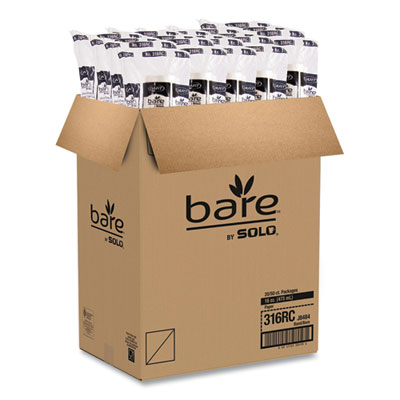 Bare Eco-Forward Recycled Content PCF Paper Hot Cups, 16 oz, Green/White/Beige, 1,000/Carton