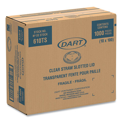 Dart Plastic Cold Cup Lids, Fits 9 oz to 10 oz Cold Cups, Clear, 1,000/Carton (DCC610TS) DCC610TS