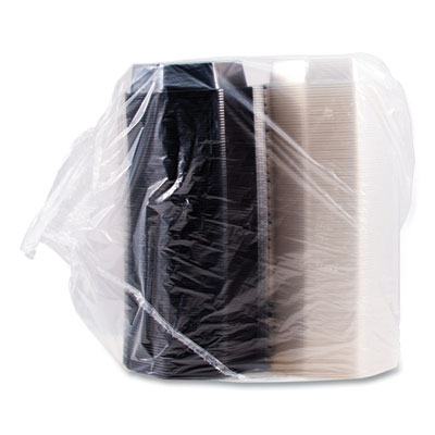 OctaView Hinged-Lid Cold Food Containers, 28 oz, 7.94 x 7.5 x 3.2, Black/Clear, Plastic, 100/Carton
