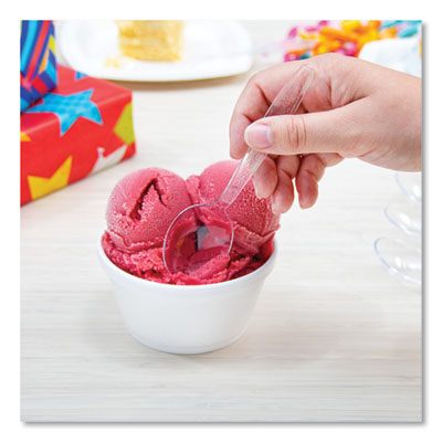 Guildware Extra Heavyweight Plastic Cutlery, Soup Spoon, Clear, 1,000/Carton