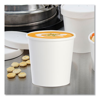 Flexstyle Double Poly Paper Containers, 16 oz, White, Paper, 25/Pack, 20 Packs/Carton