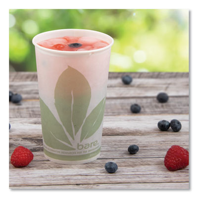 Bare Eco-Forward Paper Cold Cups, 16 oz, Green/White, 100/Sleeve, 10 Sleeves/Carton