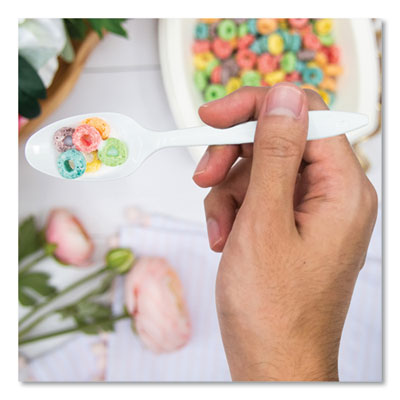 Regal Mediumweight Cutlery, Full-Size, Teaspoon, White, 1000/Carton