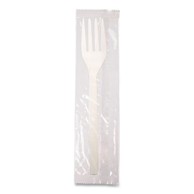 EcoSense Renewable Plant Starch Cutlery, Individually Wrapped, Fork, 7