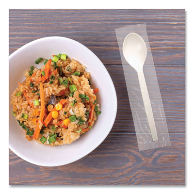 EcoSense Renewable Plant Starch Cutlery, Individually Wrapped, Spoon, 7
