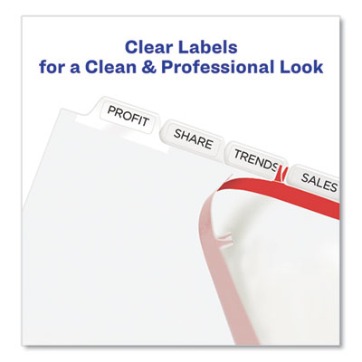Print and Apply Index Maker Clear Label Dividers, Extra Wide Tabs, 8-Tab, 11.25 x 9.25, White, 5 Sets