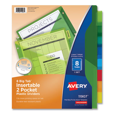 Avery® Insertable Big Tab™ Plastic Pocket Dividers