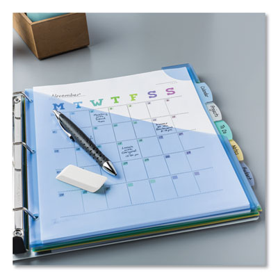 Write and Erase Big Tab Durable Plastic Dividers, Expandable Pocket, 3-Hole Punched, 5-Tab, 11 x 8.5, Assorted, 1 Set