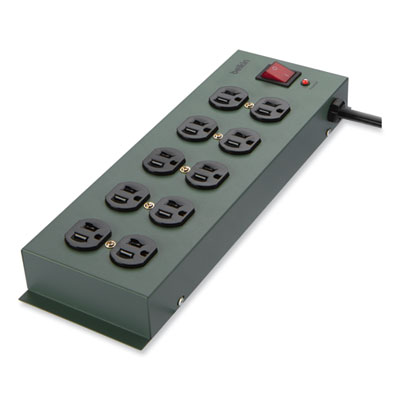Metal SurgeMaster Surge Protector, 10 AC Outlets, 15 ft Cord, 885 J, Dark Gray BLKF9D100015