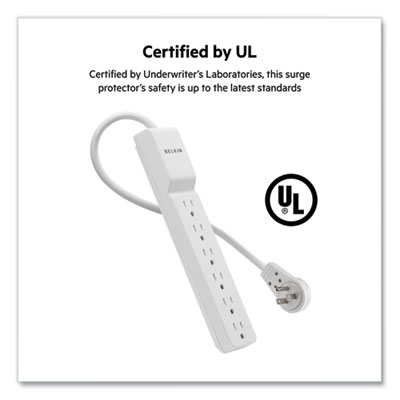 Home/Office Surge Protector with Rotating Plug, 6 AC Outlets, 6 ft Cord, 720 J, White BLKBE10600006R