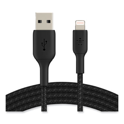 BOOST CHARGE Braided Apple Lightning to USB-A ChargeSync Cable, 6.6 ft, Black BLKCAA002BT2MBK