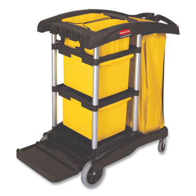 Heavy-Duty Cleaning Cart Caddy, 10-qt, Yellow, 6/Carton