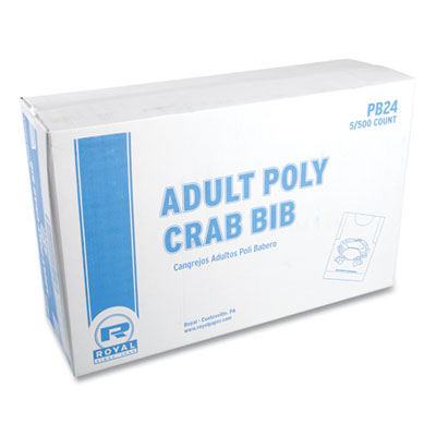 Heavyweight Poly Aprons, Crab Design, One Size Fits All, White/Red, 500/Box, 5 Boxes/Carton