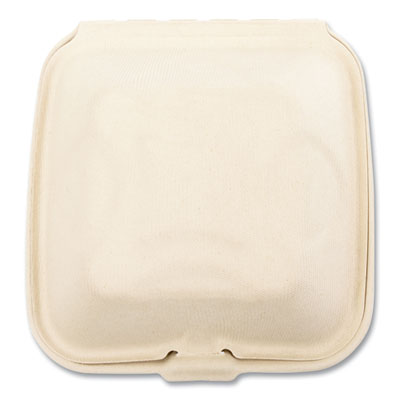 Bagasse PFAS-Free Food Containers, 6 x 6 x 3.19, Tan, Sugarcane, 500/Carton