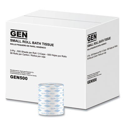 Bath Tissue, Septic Safe, 2-Ply, White, 500 Sheets/Roll, 96 Rolls/Carton GEN500