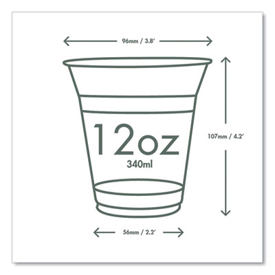 96-Series Cold Cup, 12 oz, Plastic, Clear/Green, 1,000/Carton